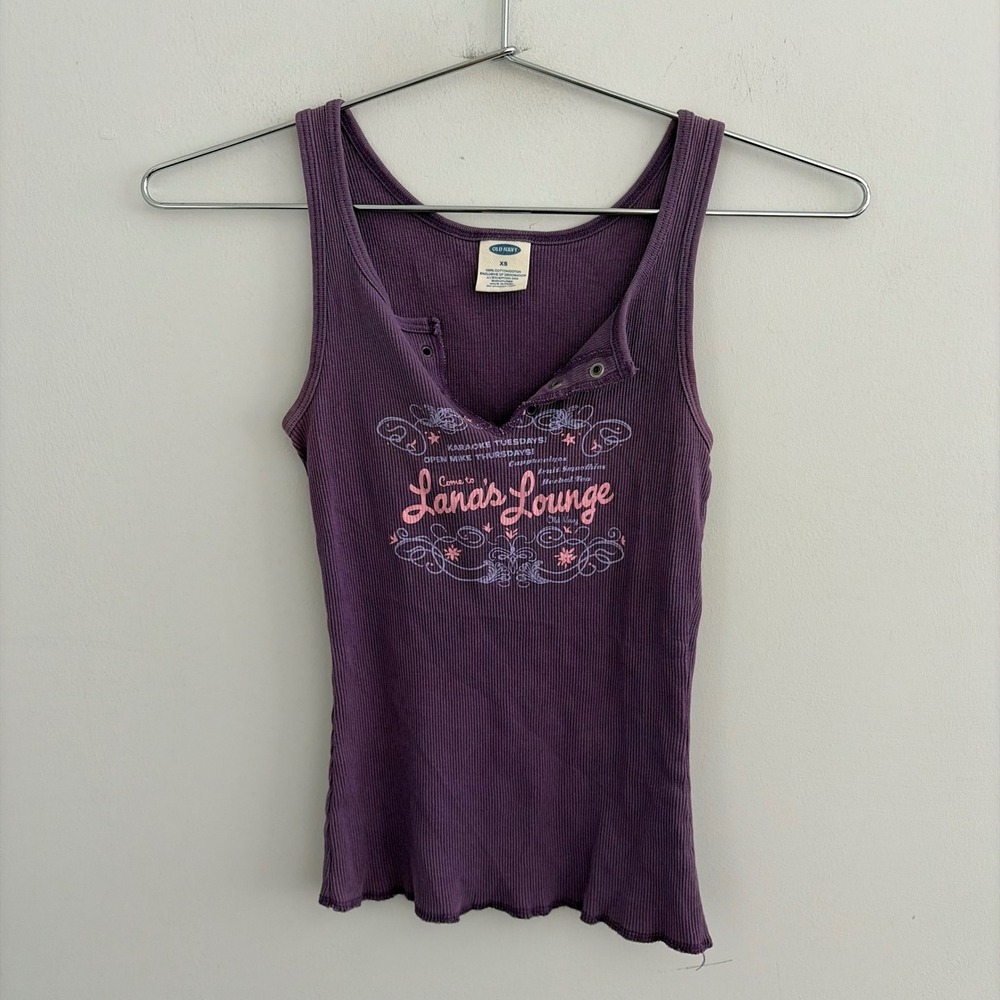 Old Navy Lana's Lounge Ribbed Henley Tank Top Purple XS